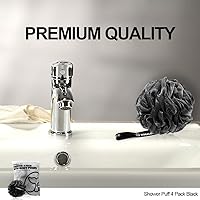 Vista 6 de Esponja de Ducha Paquete de 4 Negra Esponja de Baño Esponjas de Ducha Loofahs Bola Puf Carbón de Bambú Natural Malla Esponjas a Granel Grandes