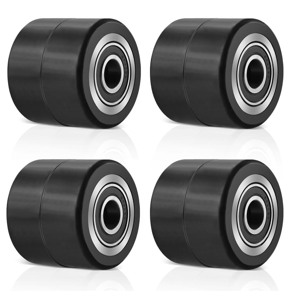 Satz mit 4 Hubwagenräder Gummi 80x70mm mit Kugellager, Hubwagenrolle Gummirollen Achse 20 mm für Palettenhubwagen, Maximale Belastung: 600 KG