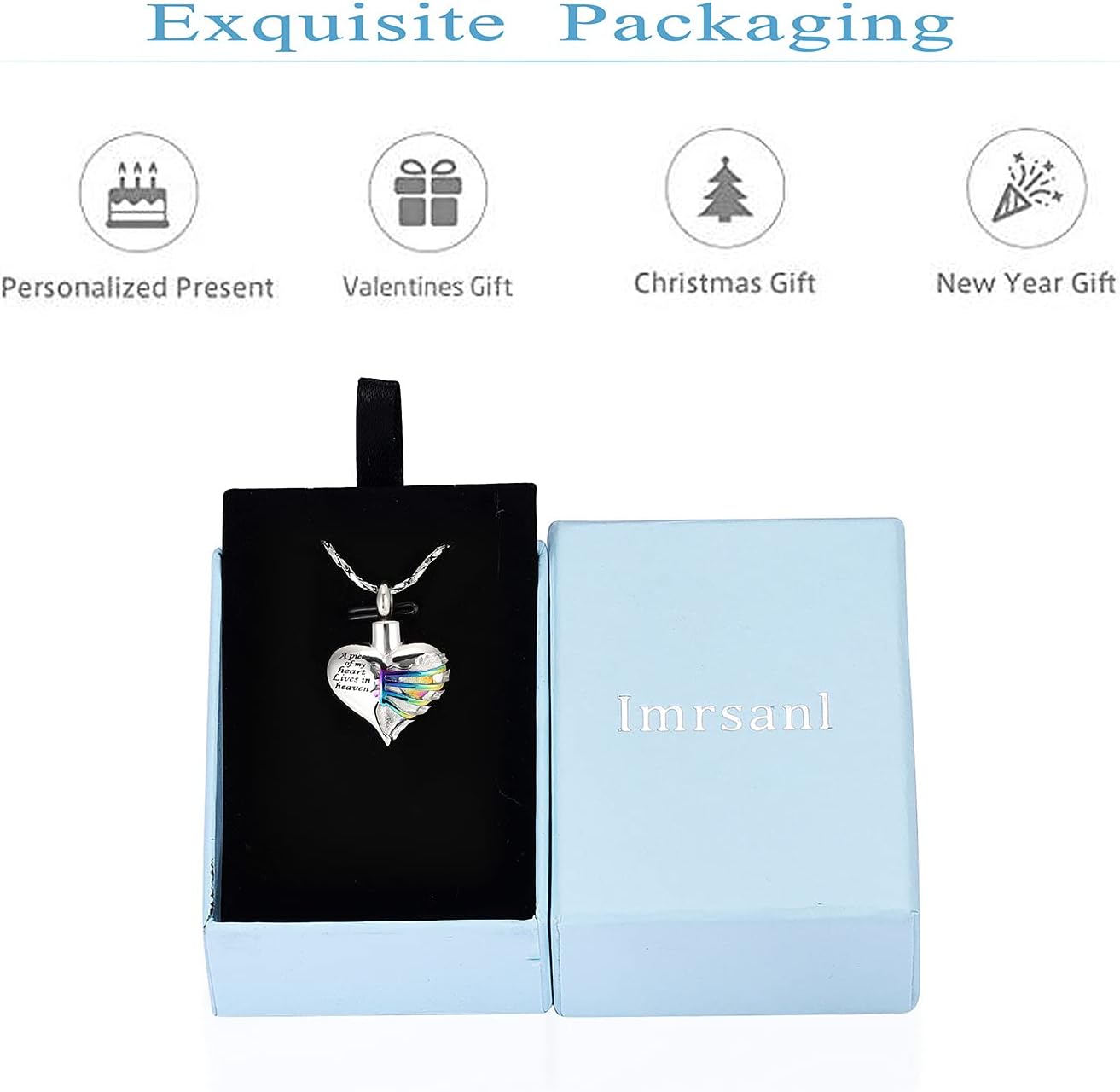 Imrsanl Heart Cremation Urn Necklace Pendant for Human Ashes - A Piece of My Heart Lives in Heaven Memorial Keepsakes Cremation Jewelry - Image 7