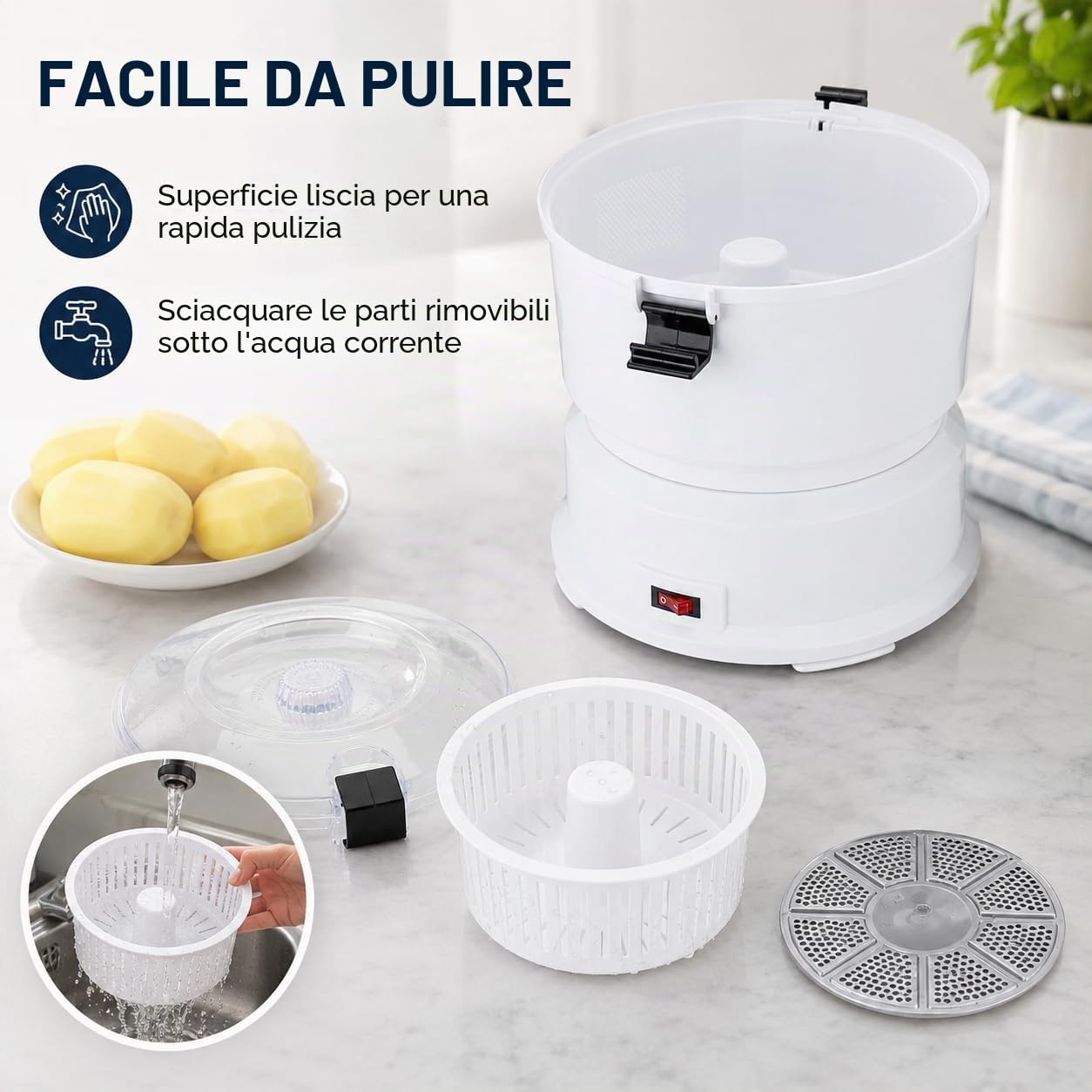 Pelapatate Patate Elettrico Sbucciatrice Di Patate Sbucciatrice Automatica Di Patate In Acciaio Inossidabile,Per Cucina, Ristorante, Fast Food