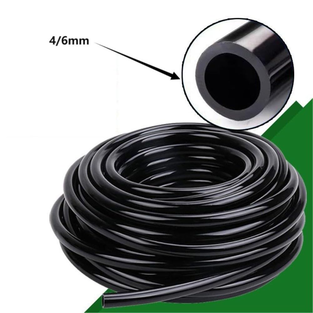Tuyau d'irrigation goutte à goutte de 4 à 6 mm - Ligne de distribution vierge pour systèmes d'arrosage de jardin personnalisés, serres, agriculture, PVC noir
