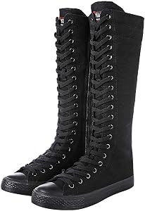 Momuk Women's Canvas High Knee Boots