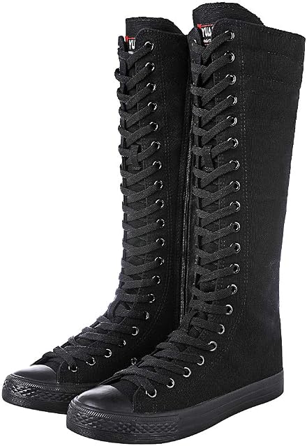 Momuk Women's Canvas High Knee Boots
