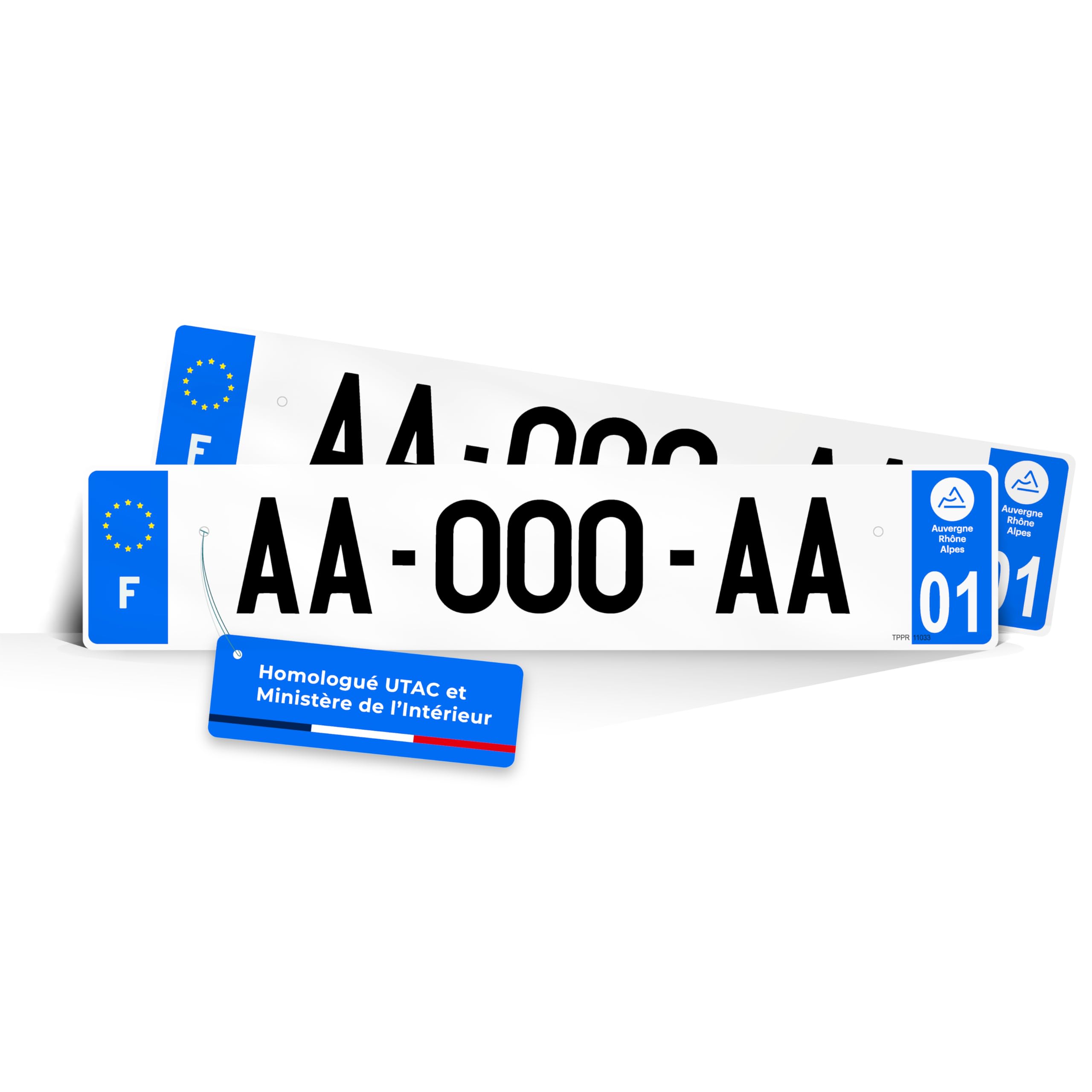 CMAPLAQUE 2 Plaques Immatriculation Auto Plexiglass 520x110 mm - Homologuée SIV - Anti-UV et Résistante aux Intempéries - Rivets offerts