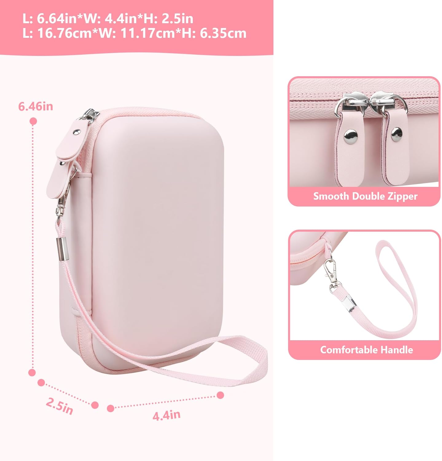 Carrying Case for ORGSTA S001 / for ORGBRO X1 Label Maker Machine, Portable Bluetooth Label Printer Storage Holder Bag with Mesh Pocket for Roll Label Maker Tapes, Typ-C Cable, Pink - Image 3