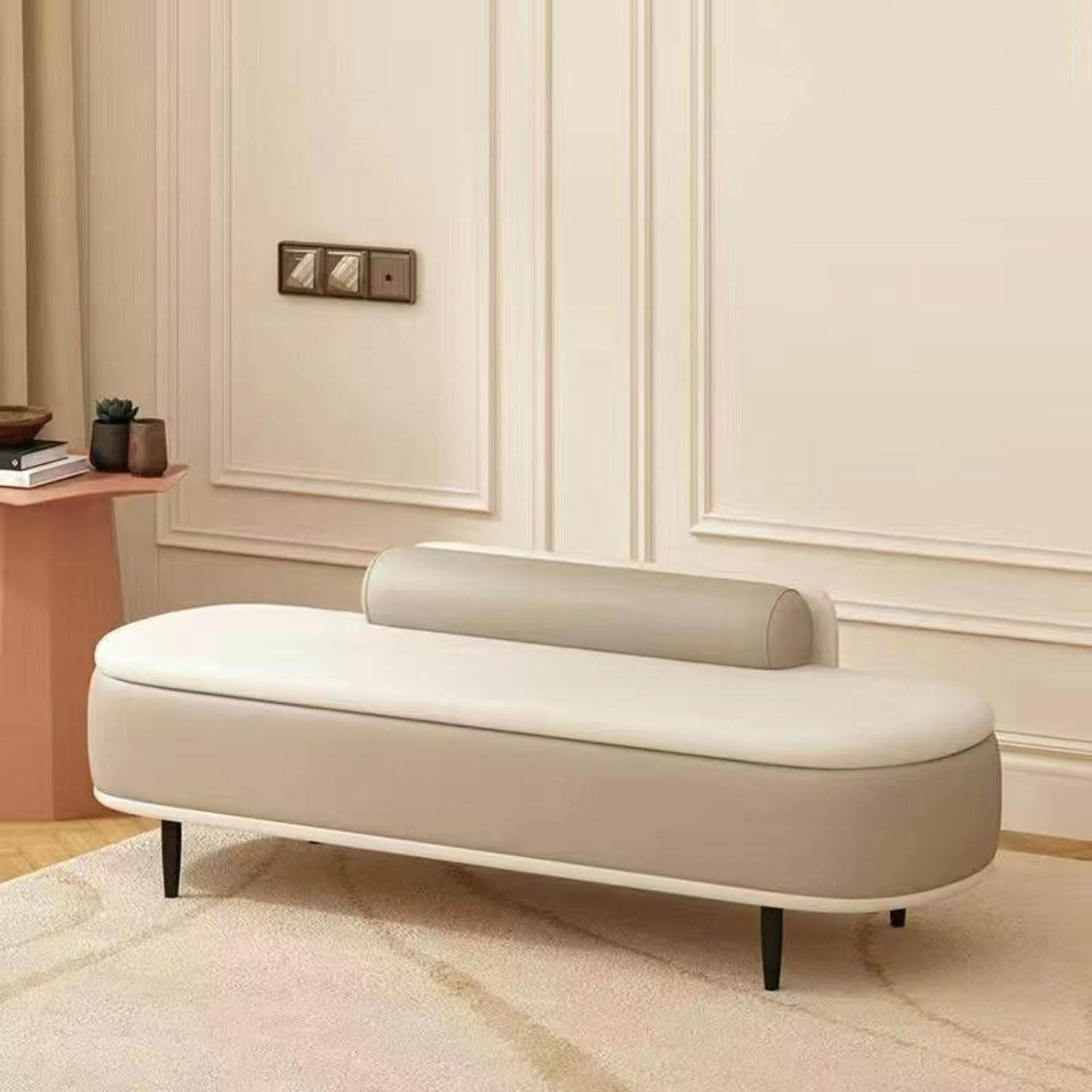 LWJSOCP Padded Leather Storage Bench Versatile Bedside Upholstered Footrest & Shoe Changing Stool Entryway Ottoman with Ample Storage Space