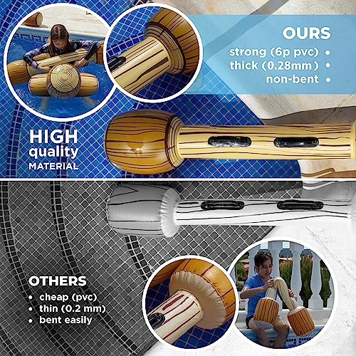 Upgraded Chuchik Inflatable Battle Logs – Joust Game Raft Pool Floats for Adults & Kids – Ages 4-8, 8-12