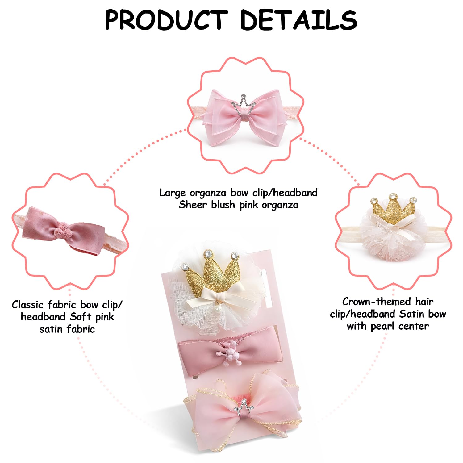 SYGA 3 Pcs Baby Girl Headband Soft Flower Bow Strechable Hairband Suitable For Newborns, Infants, Toddlers And Kids 0-3 Years(Color - 1001), Pink 3