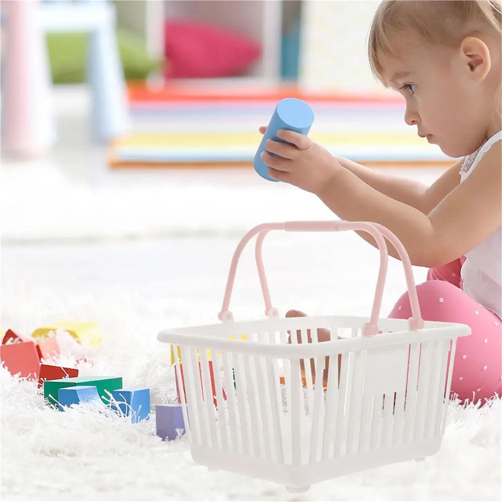 Cesta de plástico pequeña con asas, cesta ducha portátil, ligera y resistente, 2 uds Para Ducha