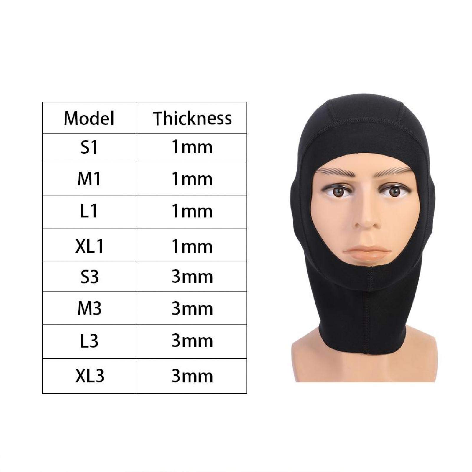 Cappuccio per Muta 1/3MM Termico Neoprene Cappello da Sub Surf Uomo Donna L-1 mm Sport Acquatici