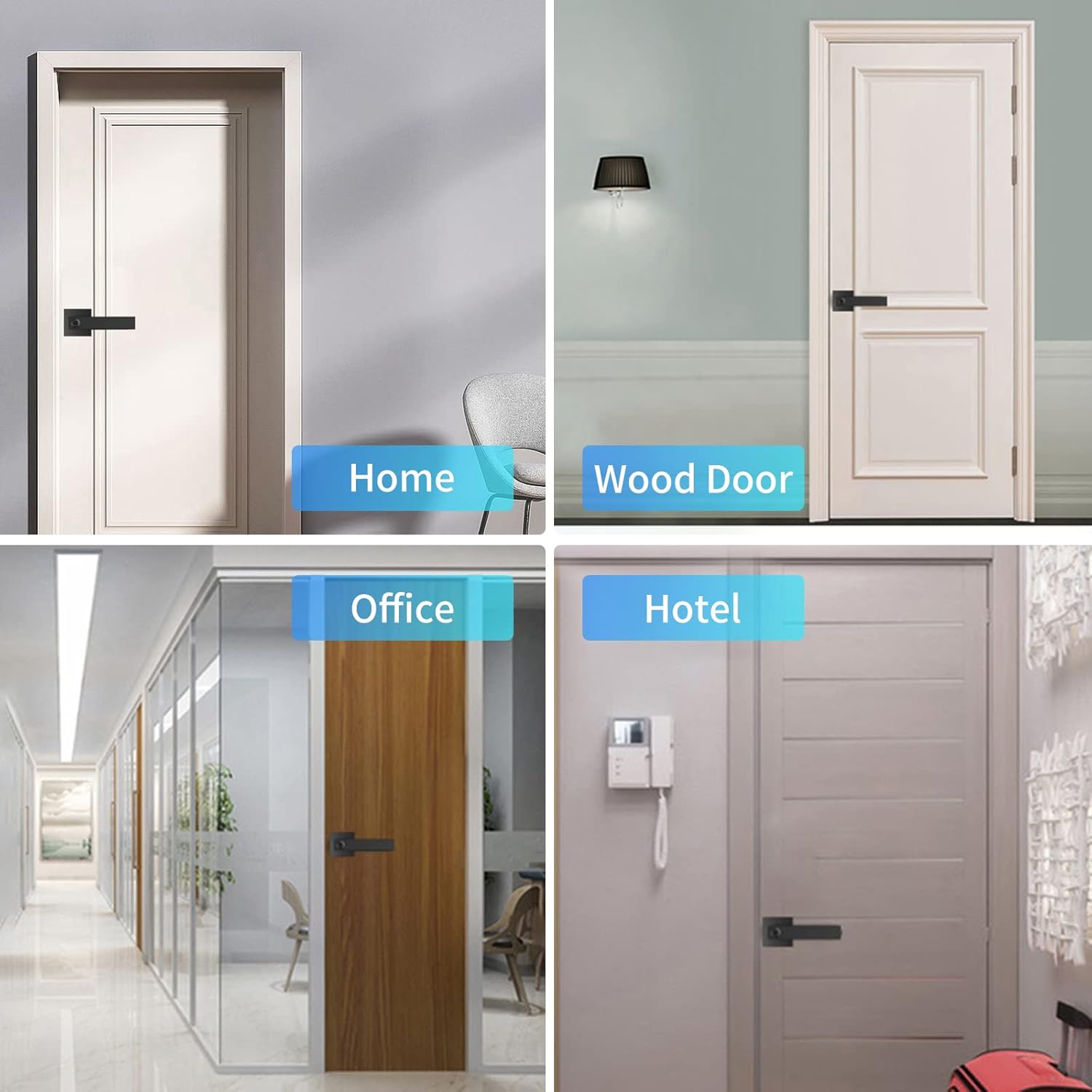 ZEYUAN 30グループ指紋ドアロックスマートドアノブゲートロック左右オープンドアレバーロックセット玄関ドアロックホームインテリア