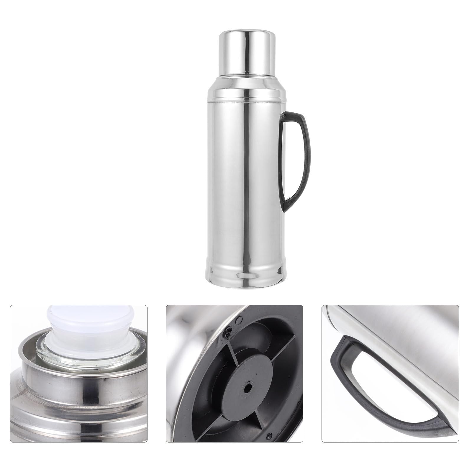 GALPADA Pichet Isotherme en Acier Inoxydable Intérieur en Verre, Grosse Capacité Portable pour Bureau et Voyage, Bouteille Thermique Saine et Sécurisée Argenté