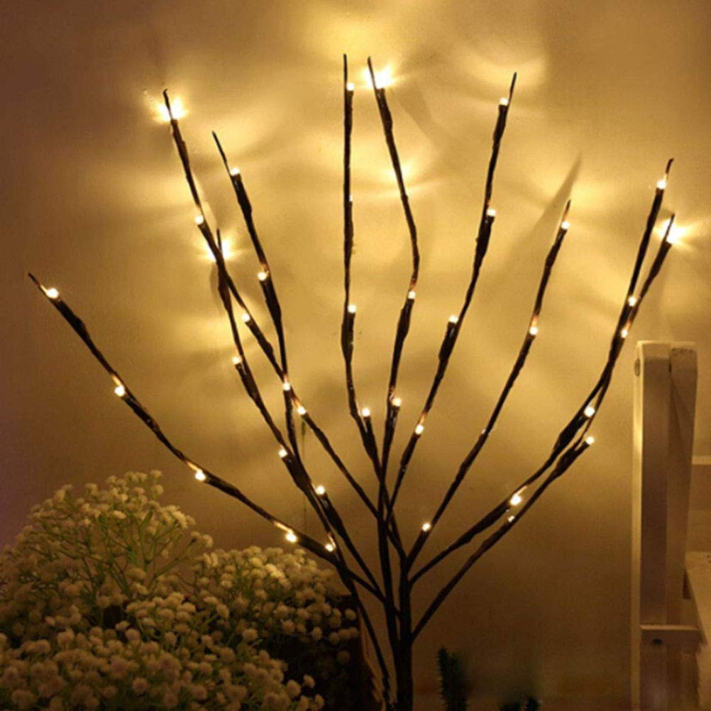 Dowoa Branch lights 20 LED lights branches Battery operated decoration lamp Willow branch Illuminated for home decoration Christmas home vases decoration, warm white/colorful