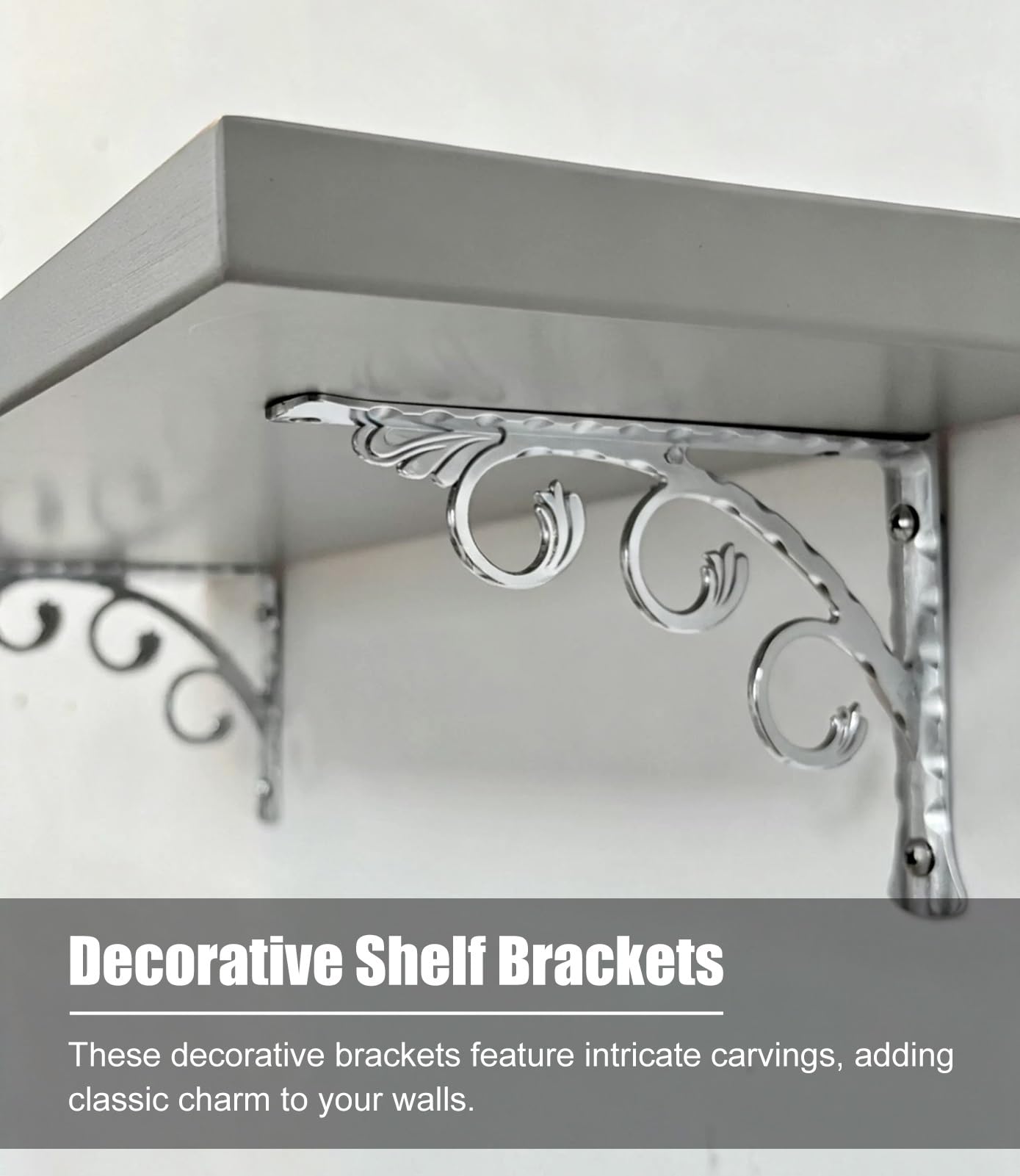 Escuadras para Estanterias 4 Soportes Decorativos de Aluminio para Estantes | Soporte Ornamental en Forma de L para Estanterías, Soporte Metálico Rústico de Esquina para Montaje en Pared