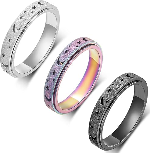 Anillo giratorio para la ansiedad para hombres anillo con inicial de acero inoxidable anillo antiansiedad alivio del estrés anillos para hombres y