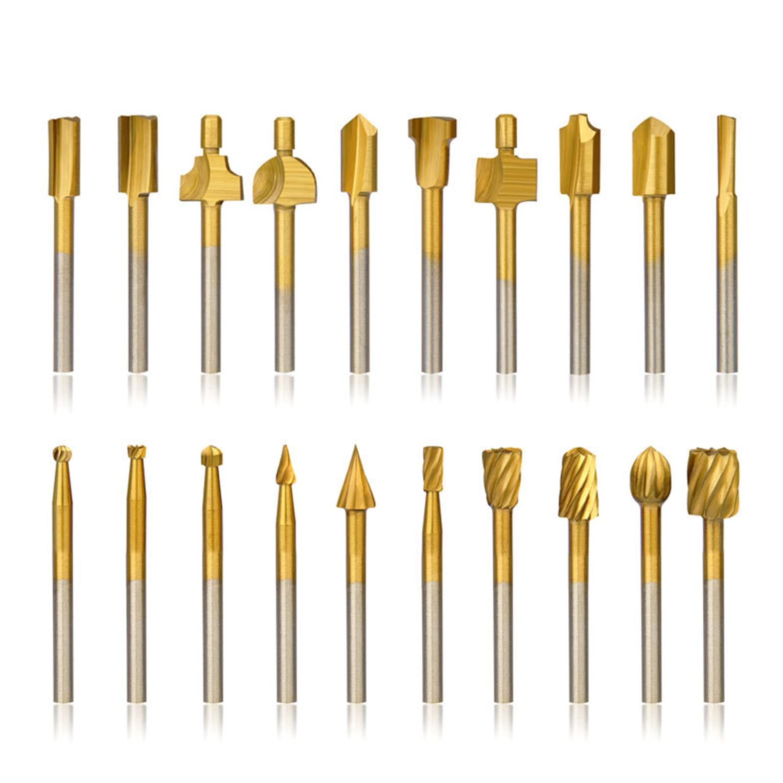 10Pcs HSS Router Engraving Bits & 10Pcs Router Bit 1/8" (3mm) Shank for Rotary Tools for Woodworking Carving Hss Engraving Bits