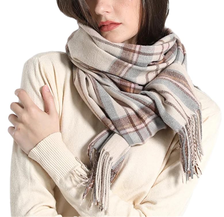 Dninmim Bufanda a cuadros para mujer, para invierno, cálida, cachemira, larga, bufanda, chal y envolturas