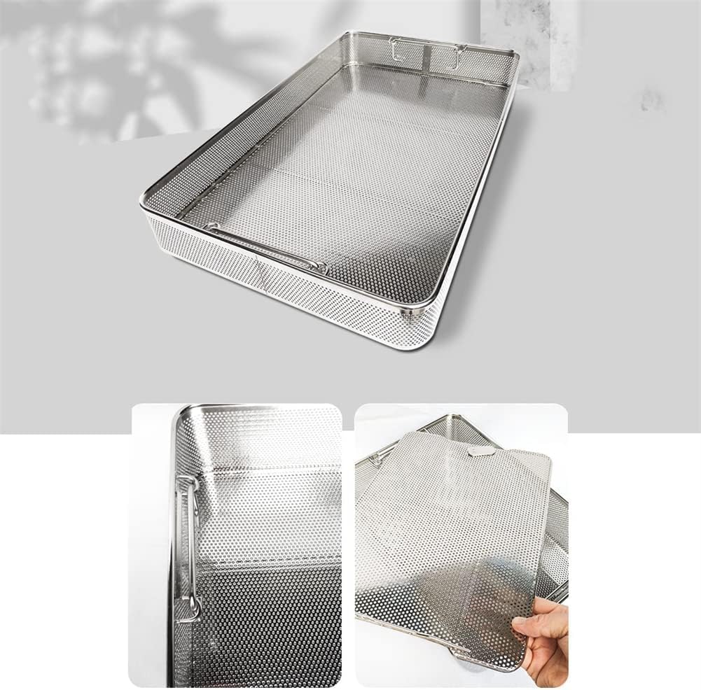 Plateau de stérilisation en acier inoxydable 304 avec couvercle 25 x 15 x 7 cm