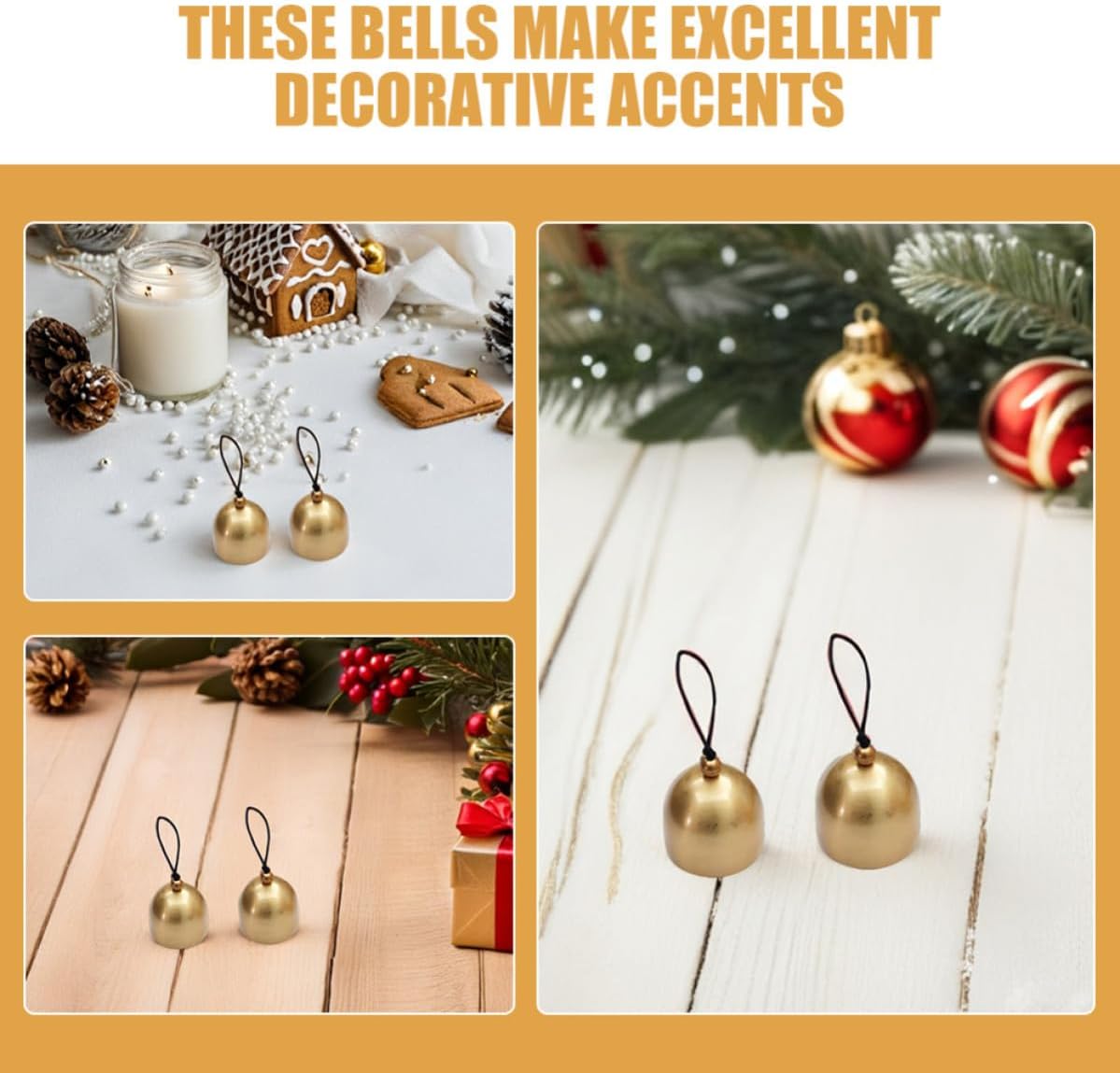 20pcs Mini Vintage Alloy Bells for Crafts Xmas Good Luck