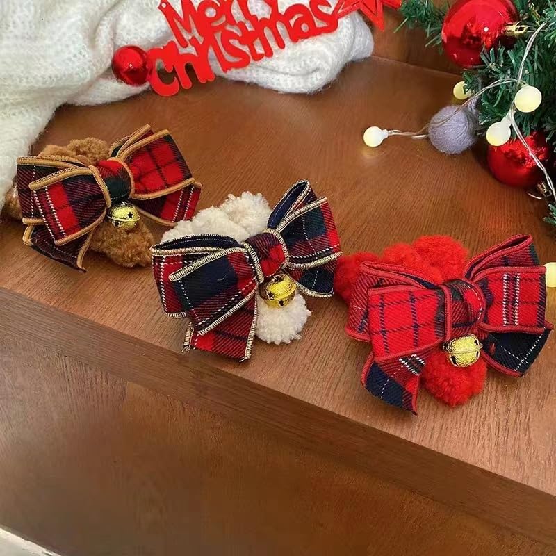 Miniatura 7 de Campana grande de Navidad para el cabello, horquillas para el cabello, pinzas para el cabello a cuadros para mujer, pinzas para el cabello,