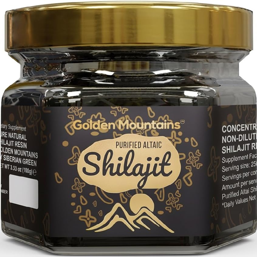 Pure Authentic Siberian Altai Golden Mountains Shilajit Resin 100g 3.53oz - Measuring Spoon – Quality & Safety Certificate in Each Box