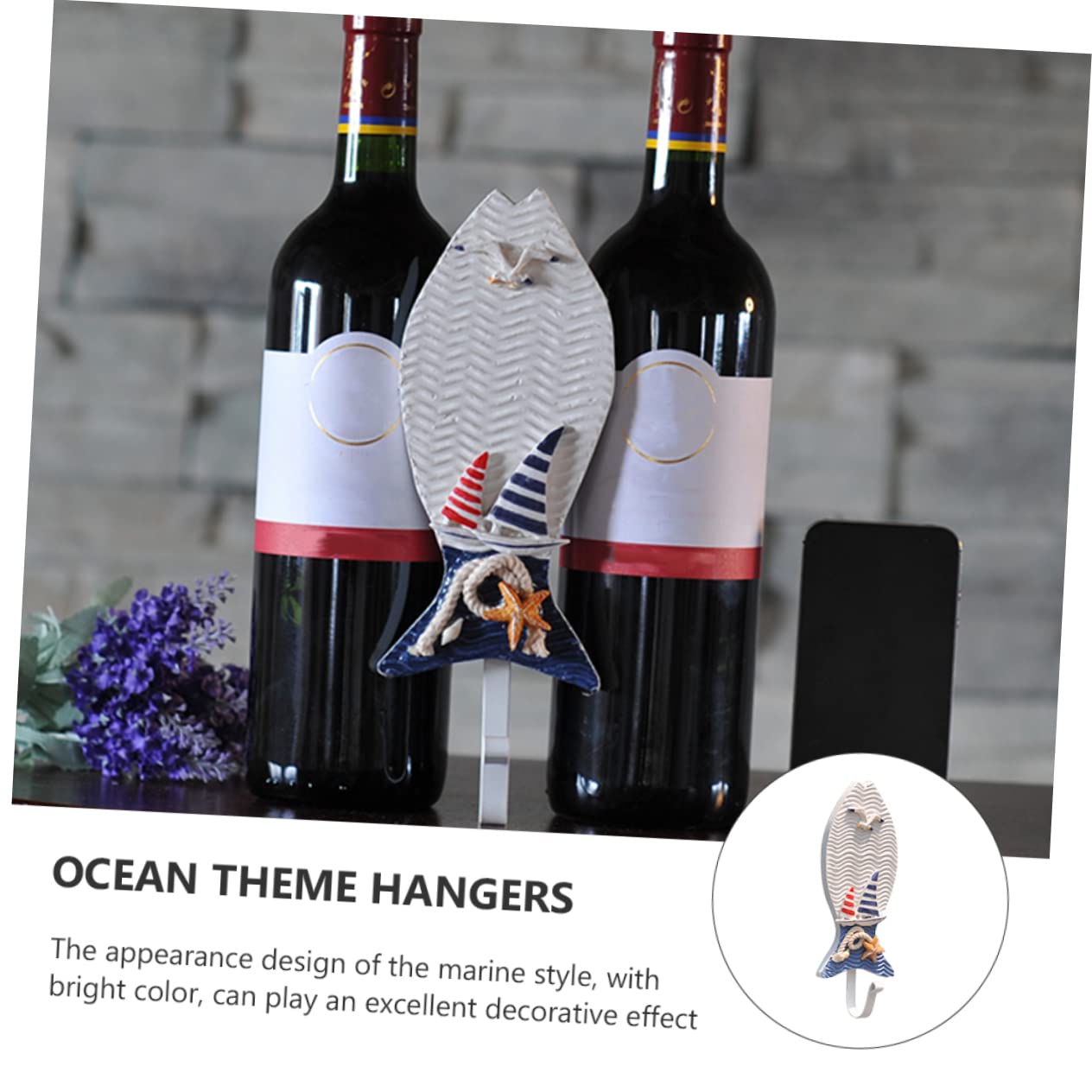 Ganci in Legno Stile Marino a Tema Costiero, Set da 3 Pezzi, Ganci Multifunzione Decorativi per Cappelli e Abbigliamento Atmosfera Estiva Stili multipli