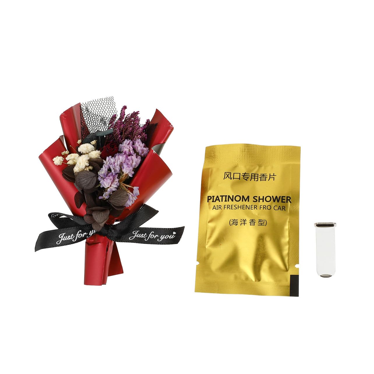 GLEAVI 4pezzi Fioriera Profumata Per Auto Con Clip Ventilazione Decorazione Interni Auto Fiore Di Rosse Accessorio Carino e Immortale Per Aromatizzare Abitacolo
