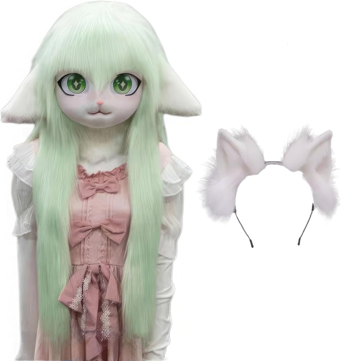 [Rolamumu] ふわふわの動物フード、動物の耳付きアニメスタイルのフードヘッドバンド、着用可能なフードパーティーヘッドウェア