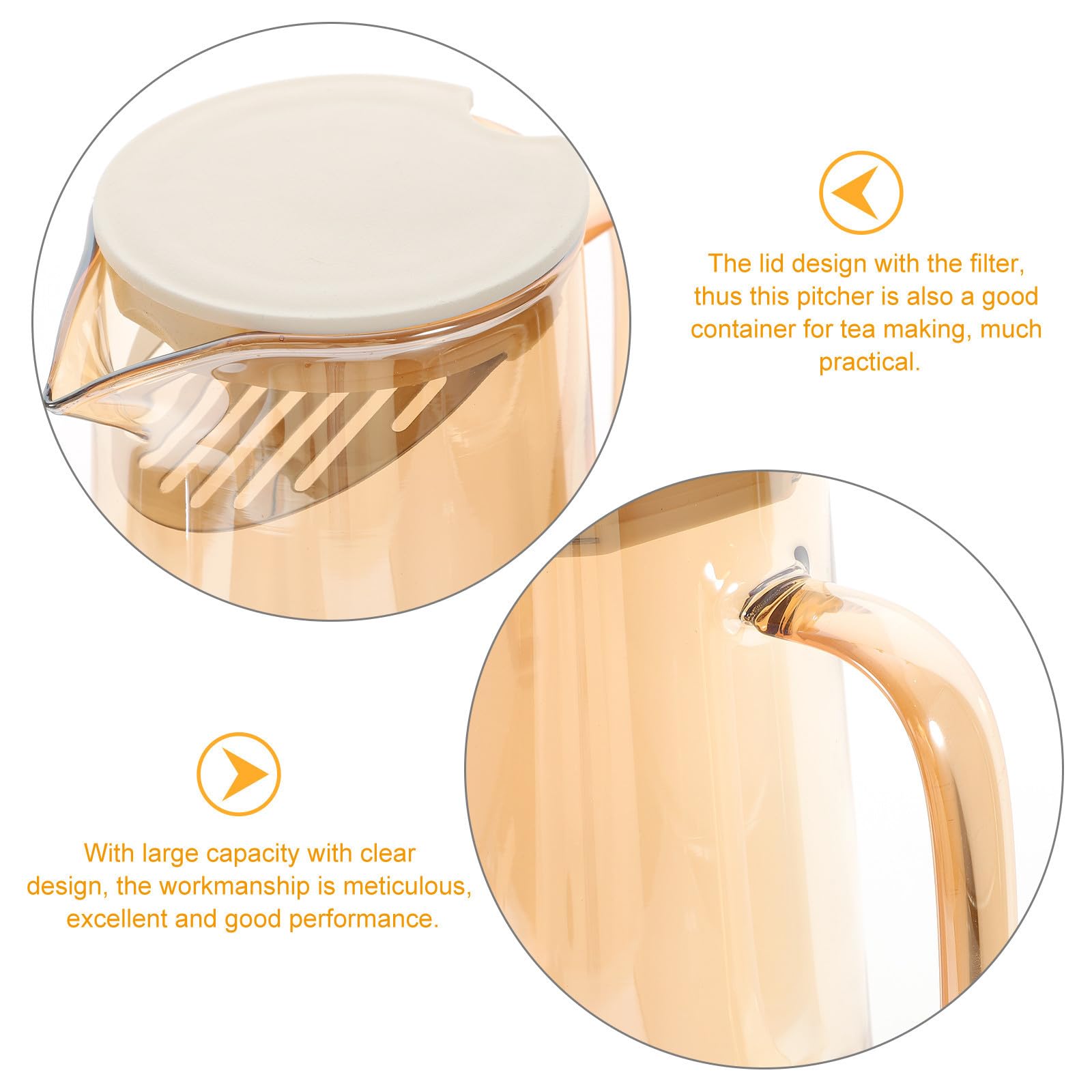 Levemolo Jarra de Vidrio de 1.8 L con Diseño Ergonómico y Acabado Metálico para Dispensar Agua Fría y Jugos con Tapa Transparente y Gran Capacidad