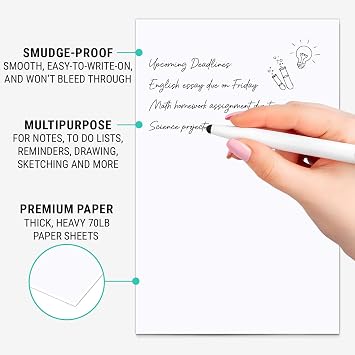 321Done Blank Notepad & Memo Pad, Unlined Writing Pads - 50 Tear-Off Sheets, 5.5x8.5 Notepads, Note Pads, Note Paper, Scratch Pad, Plain White 70 lb Paper, Chipboard Backing, Made in USA
