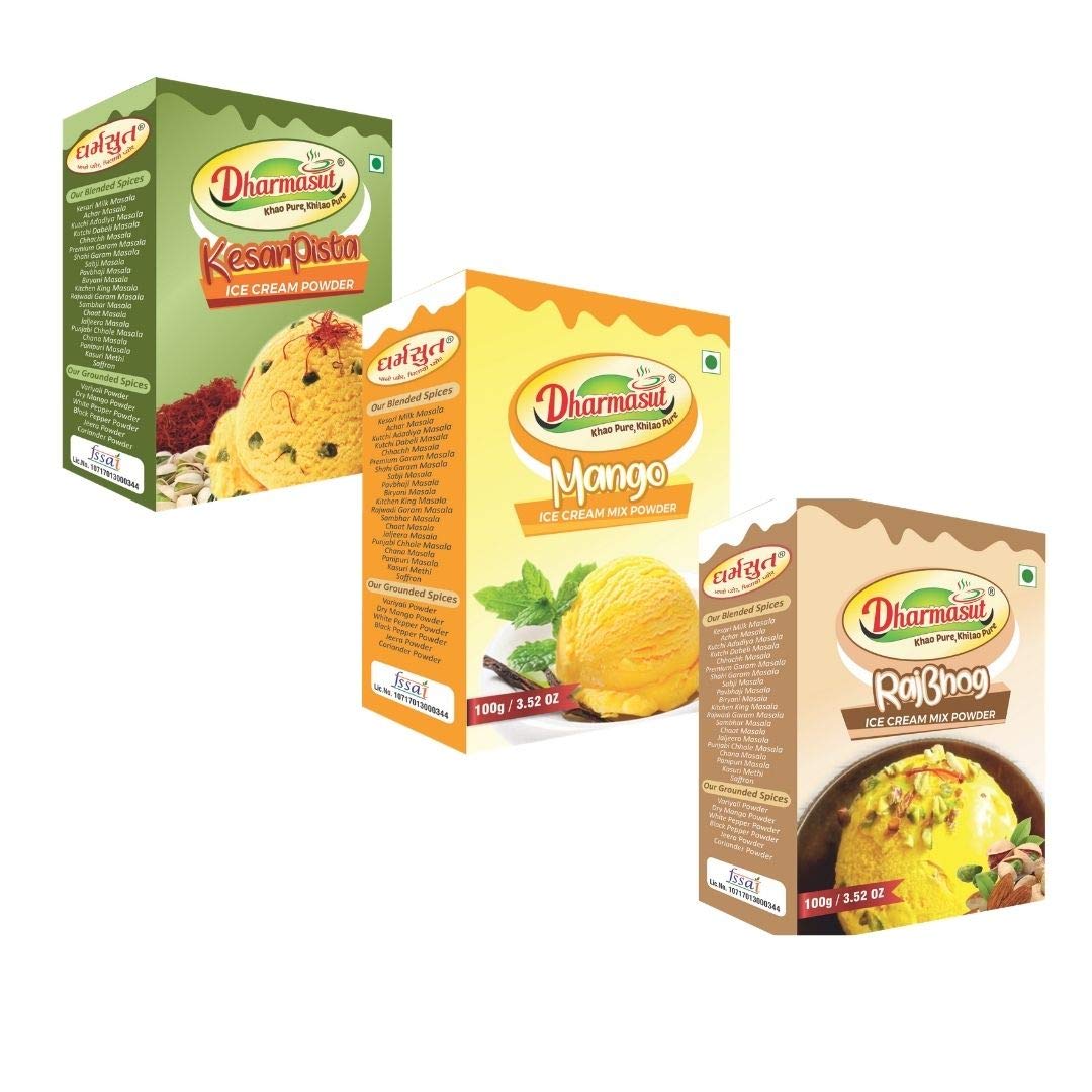 Dharmasut KesarPista + Rajbhog + Mango Ice Cream Powder (100g Each)