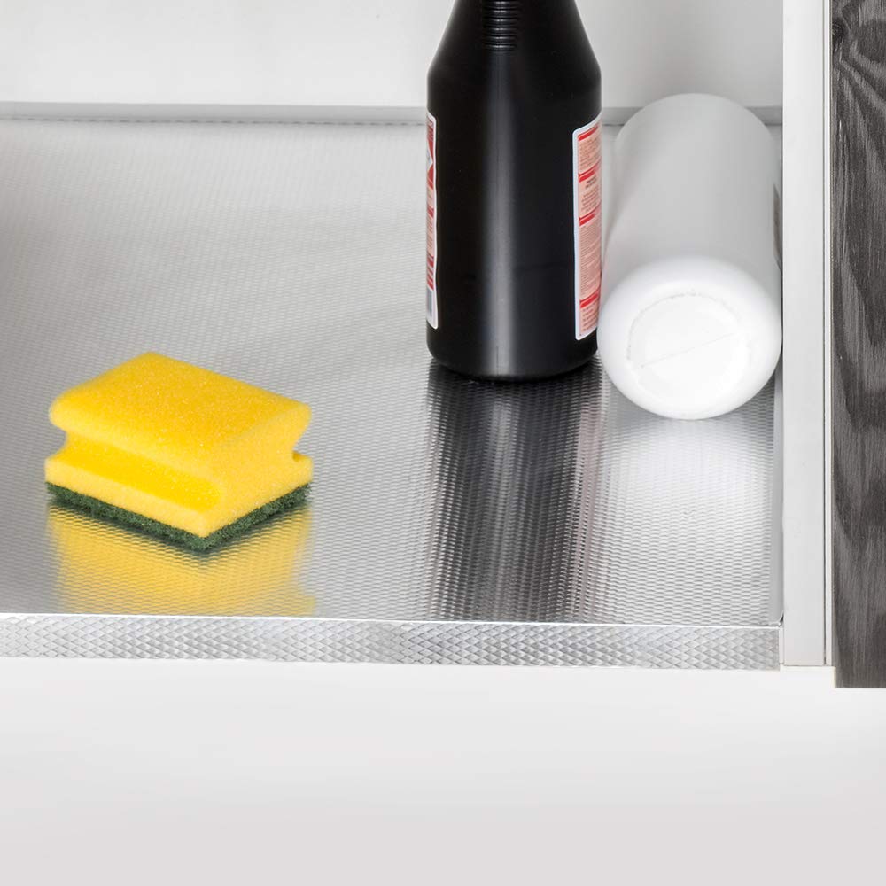Fondo sotto lavello cucina, pannello proteggi fondo per mobile base, protezione anti-umidità in alluminio e tecnoplastica (pannello da 16 mm, modulo 600 mm, 568x580 mm)