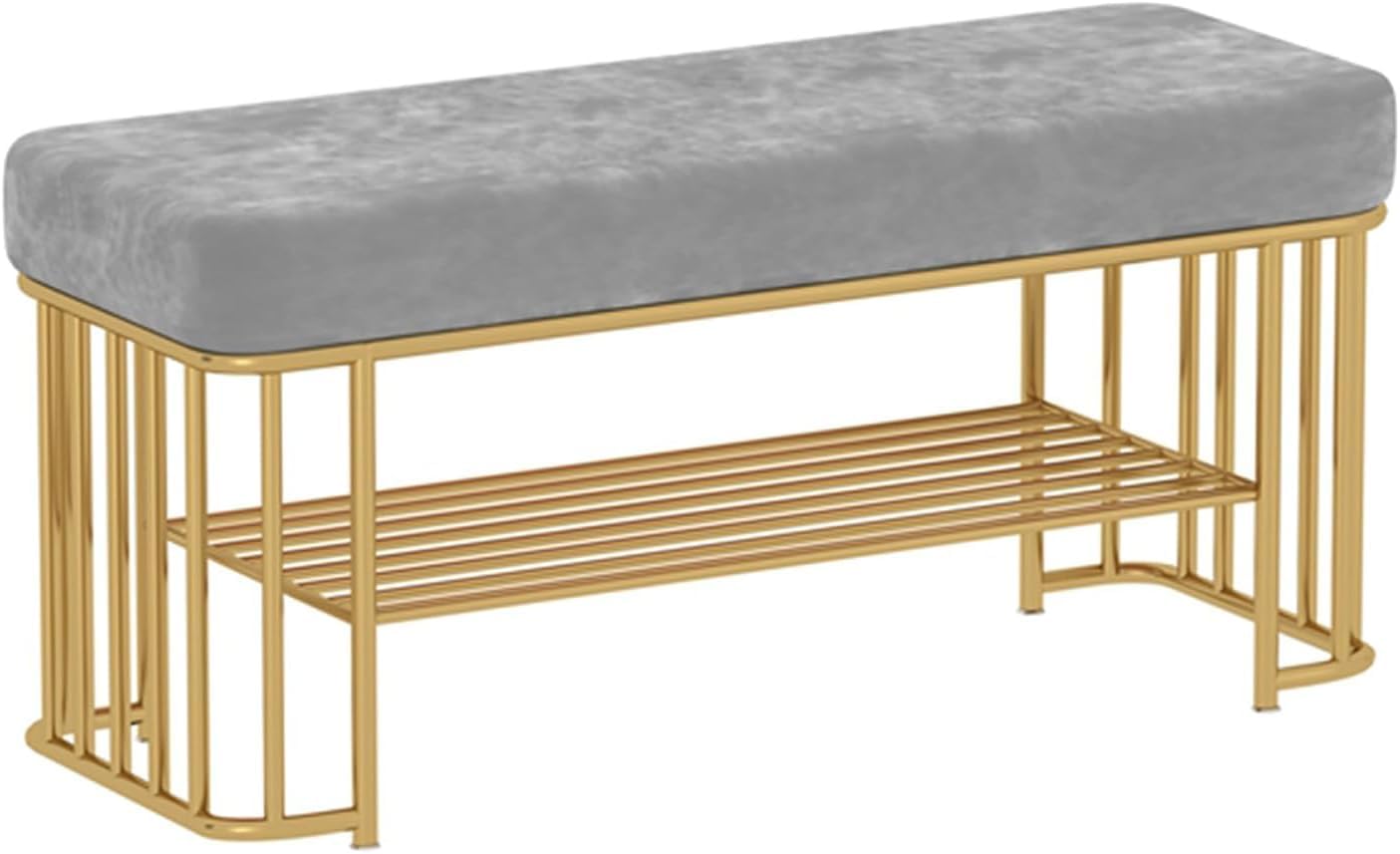 WJFTODAY Gold Entryway Bench with Storage Stylish Hallway Shoe Rack for Bedroom & Living Room Functional Seating & Shoe Storage Solution (Size: 80x35x45cm)