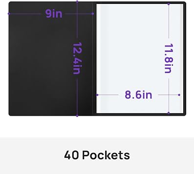 A4 Display Folder, 1 Pc, 40 Pockets, Black