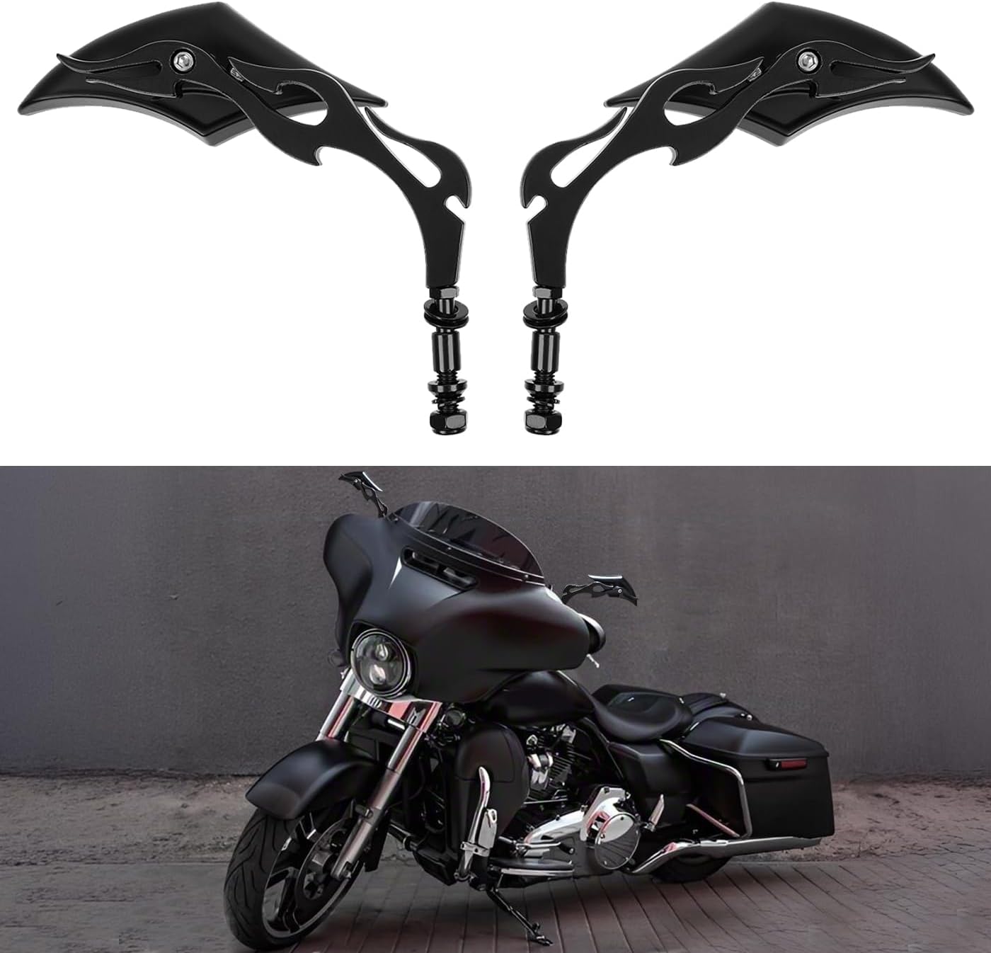 DREAMIZER Motorcycle Handlebar Mirrors 10mm 8mm Universal Motorcycle Rear View Mirror Mini Street Glide Mirrors Compatible with Harley Touring Softail Sportster CVO and More
