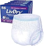 LivDry Sous-vêtements d'incontinence pour adultes, couches pour adultes en plus d'absorbance, protection contre les fuites, moyenne, 19-Pack