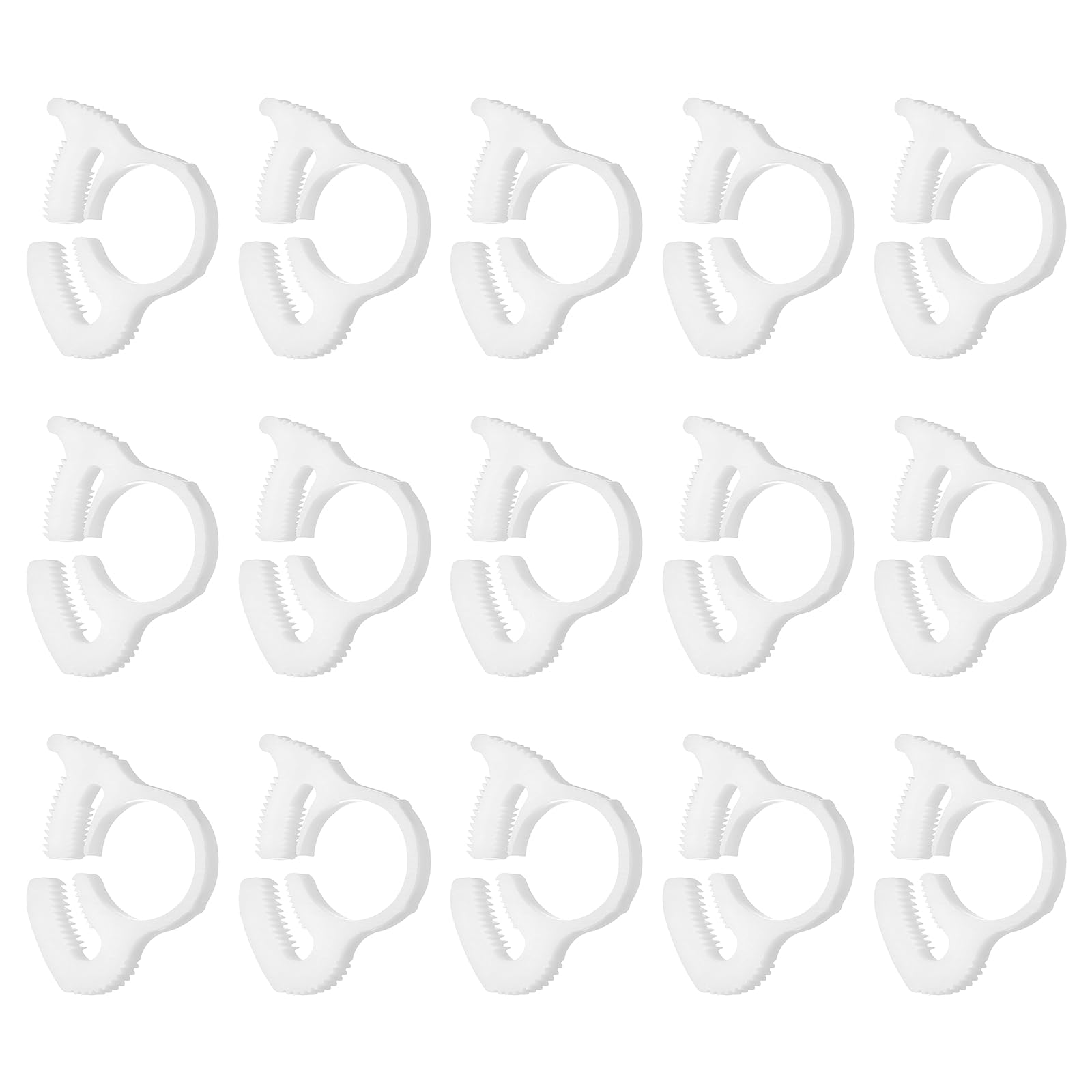 sourcing map 15pcs Double Snap Grip 14.6-17.5mm Heavy Duty Plastic Hose Clamps Ratcheting Adjustable Clamps Kit for Plumbing Automotive Fuel Line, White — image 1