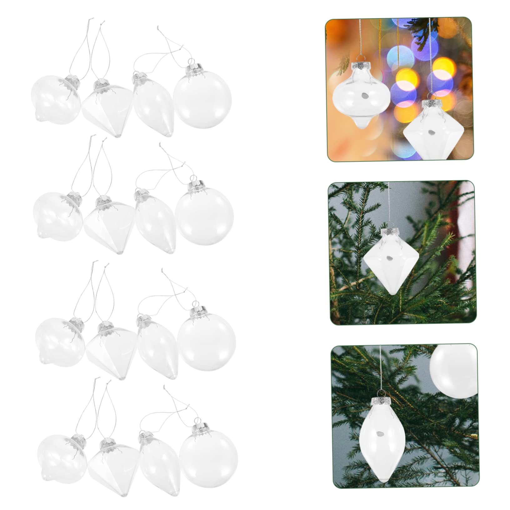 Cabilock 16 Piezas Bolas Transparentes para Colgar Adorno de Bola Rellenable Accesorios para Manualidades Navideñas Colgantes para Árbol de Navidad de Navidad para Pared y Manualidades