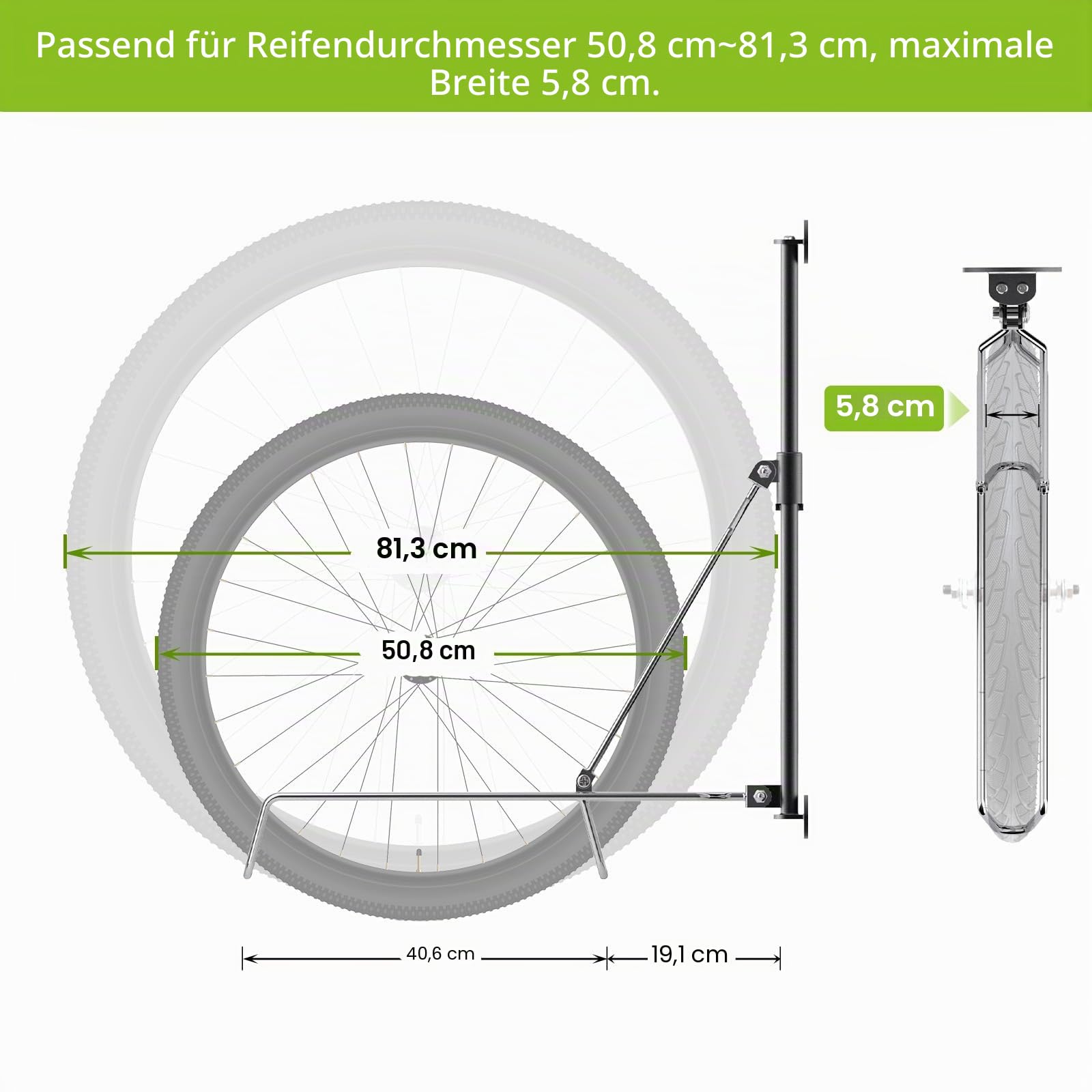Insaga Fahrradständer – Fahrrad Wandhalterung ohne Schweres Heben für Rennräder, Hybridräder, Trägt 35 kg, Höhenverstellbar Für 50-80cm Reifen, Klappbare Wandmontage für Platzsparende Aufbewahrung