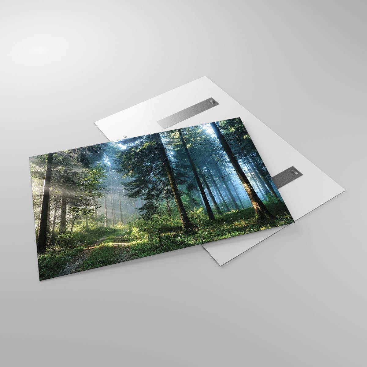 Quadro Moderno Su Vetro 120x80cm - Stampe Da Parete Foresta E Alba Per Soggiorno O Camera - Foto 9