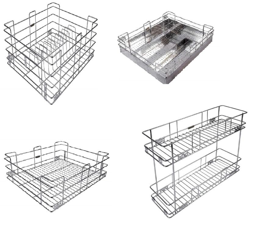 IZMAH Stainless Steel Multipurpose Kitchen Storage Cabinet Basket (19 * 20 Inch) + 2 Shelves Pullout Basket with 4 Set (19X20 INCH Basket + 4X20X17 Pullout