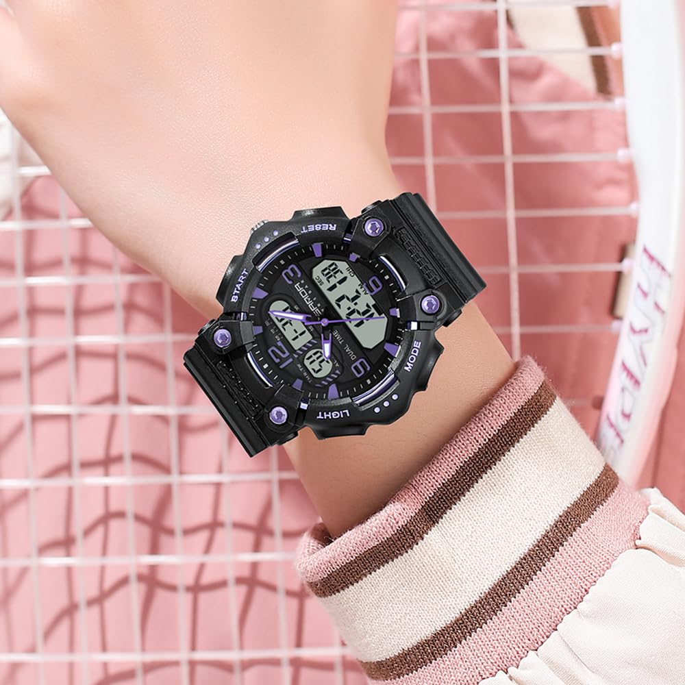 Gosasa Montre de sport analogique numérique pour homme et femme - Double affichage - Étanche jusqu'à 50 m - Style militaire - Robuste - Avec rétroéclairage LED - Bracelet en TPU pour l'entraînement