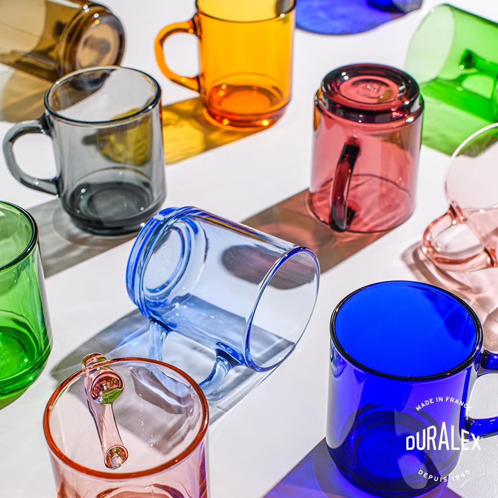 Duralex Set di 6 tazze impilabili in vetro temperato da 26 cl, resistenti tazze da cucina per caffè, tè, colazione, uso quotidiano, Set di tazze in vetro della collezione Versailles