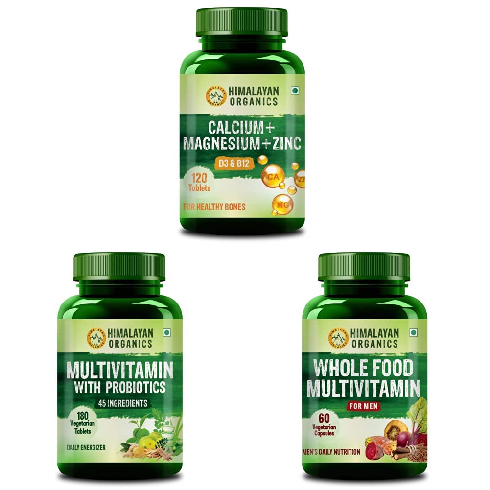 Himalayan Organics Calcium Magnesium Zinc Vitamin D3 & B12120 Veg Tablets& Multivitamin 45