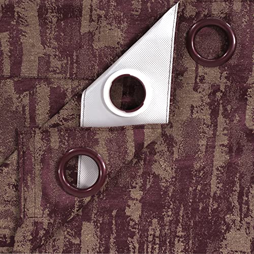 Image of Story@Home Bloom Collection Jacquard Lavish and Modern Rich Textured Solid 4 Piece Eyelet Ring top Window Curtain for Bedroom and Hall - 5 Feet, Rough Magenta