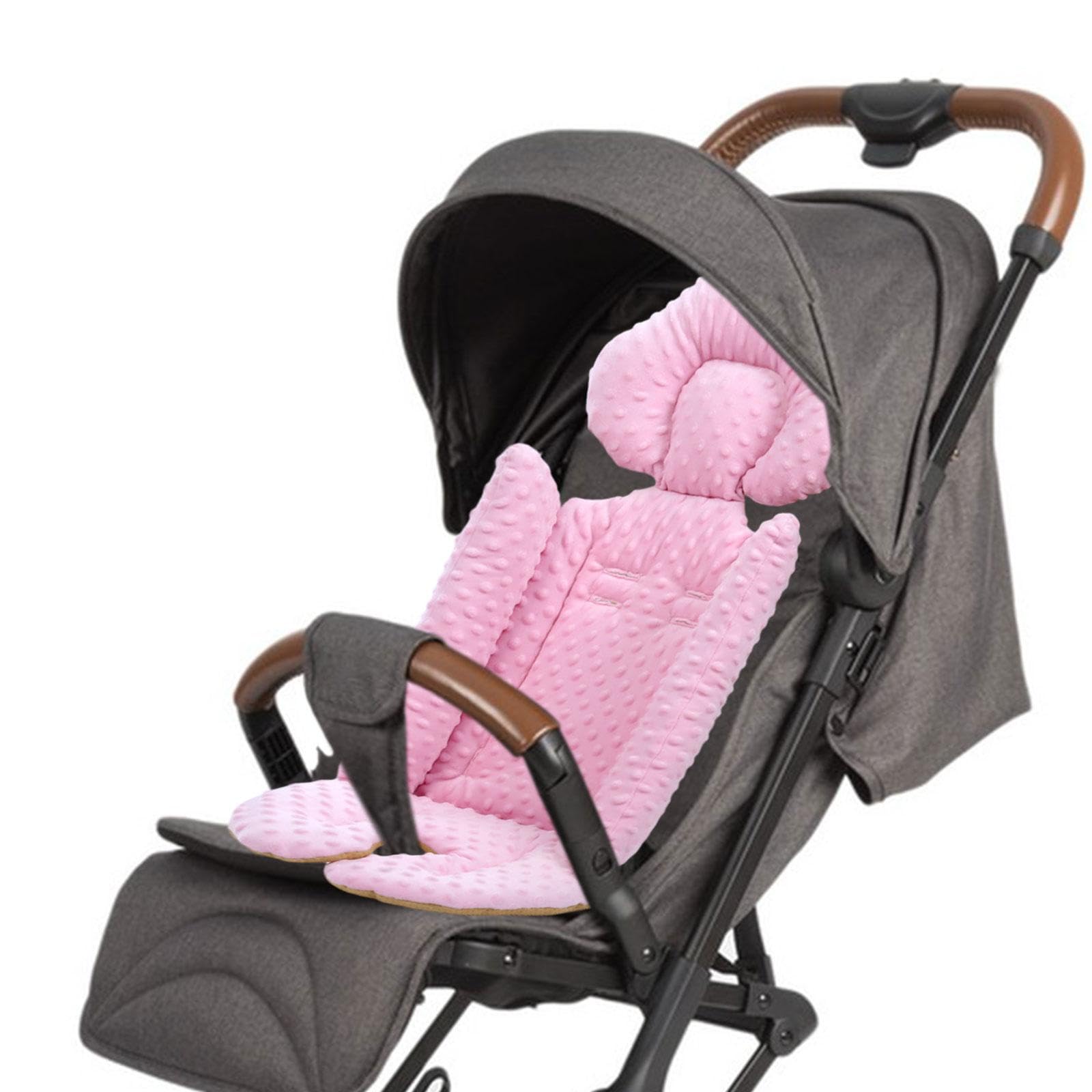 2 set di 2 cuscini per passeggino, caldi, universali, spessi, per carrozzina, auto, passeggino, rosa, 41 x 84 cm