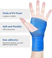 Vista 3 de Cinta Pre Wrap Atlética, 3 Rollos X 22 Yardas Prewrap Azul, Diademas para el Cabello, Sub-envoltura de Espuma Deportiva