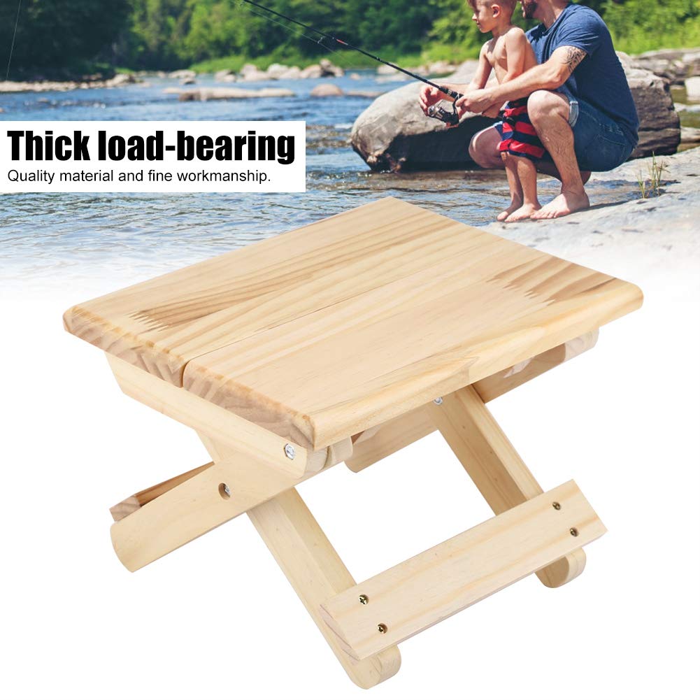 Acouto Small solid wood folding bench, square square solid wood folding