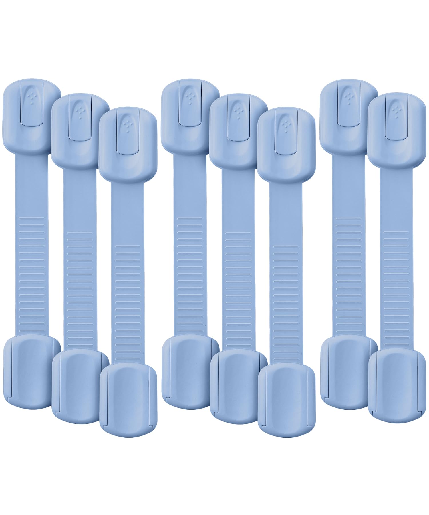 Bates- Child Safety Strap Locks, 8 Pack, Baby Blue, Child Locks for Cabinets and Drawers