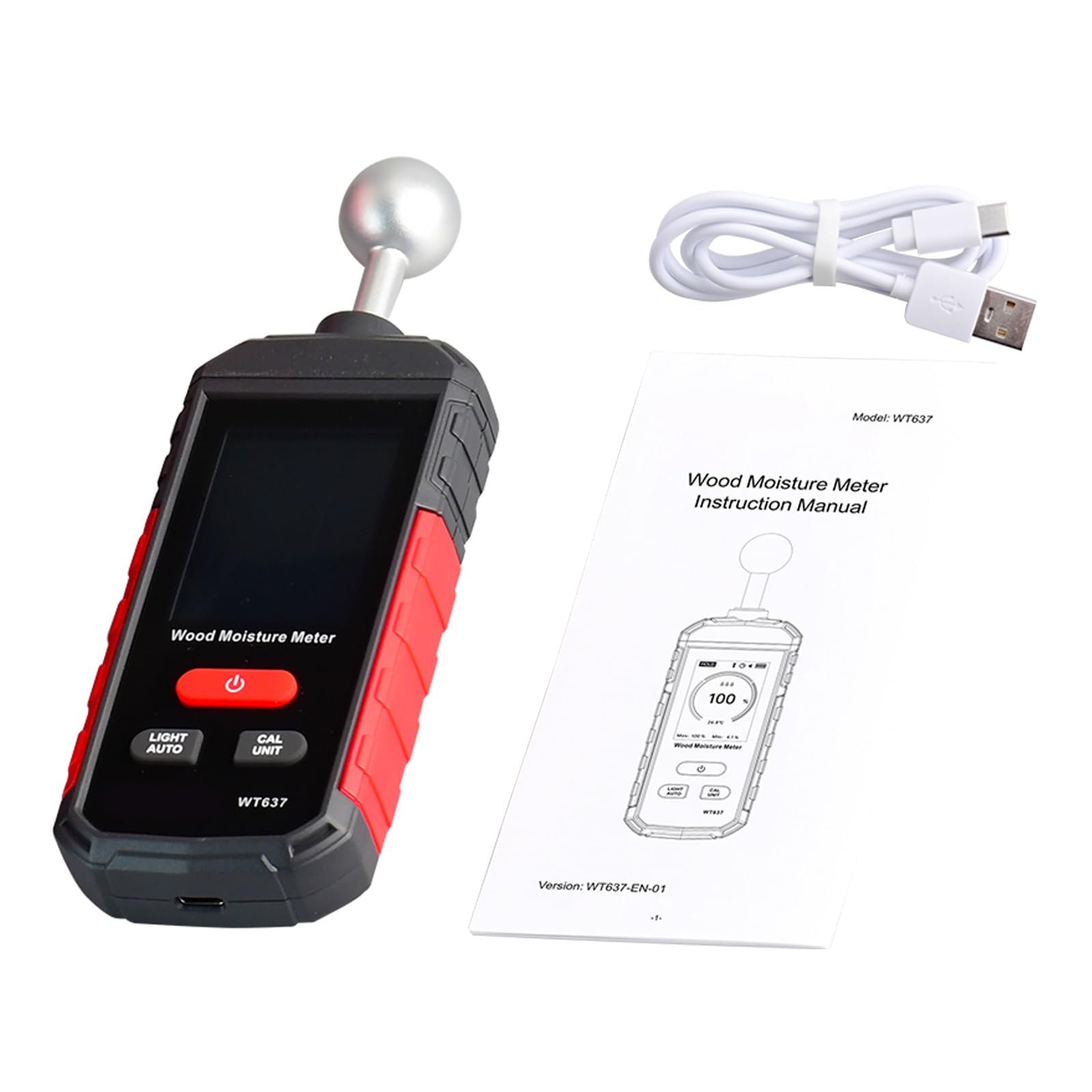 Jazuaiao Professional Detector For Wall Floor Construction Site Featuring 5-40Mm Ball Probe Built In Thermometers Fast Response Reader